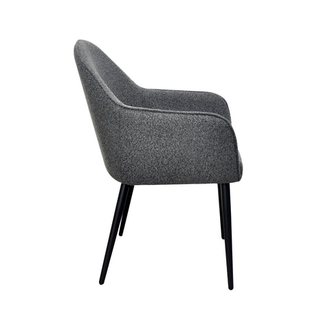 Set of 4 Cream Boucle Dining Chairs, also available in Grey - Side Image Grey Dining Chair