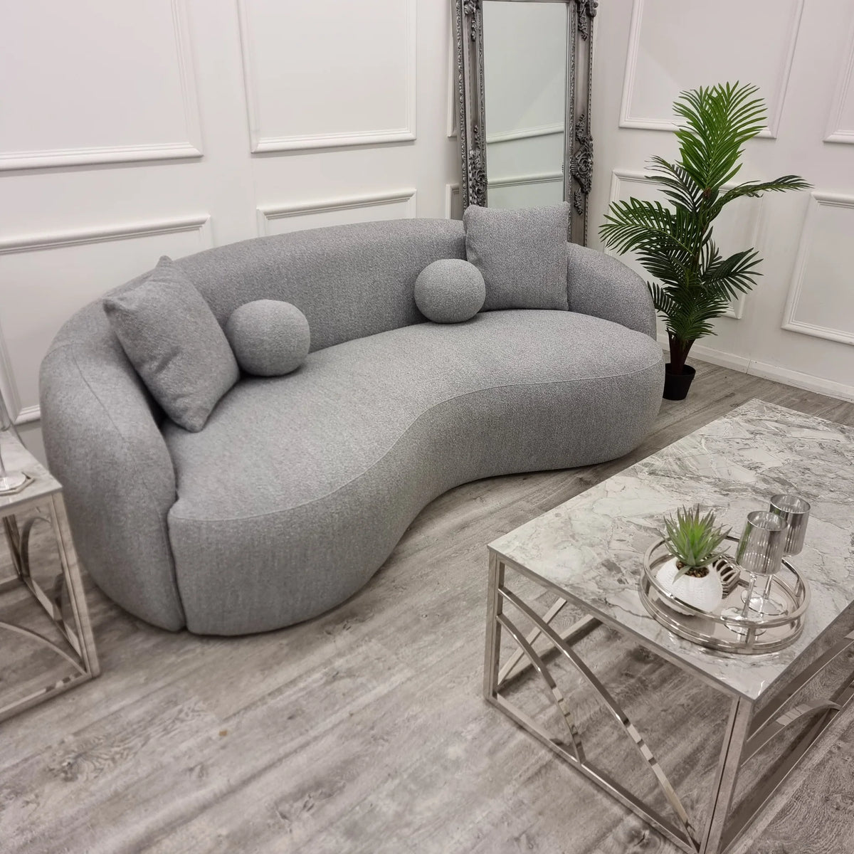 Wave Grey Boucle Sofa - Pendle Village Furniture
