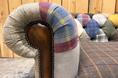 Cotswold Patchwork 3 Seater Chesterfield Sofa, also availabe in 2 Seater, Sofa and Wing Chair - Studded Detail Image