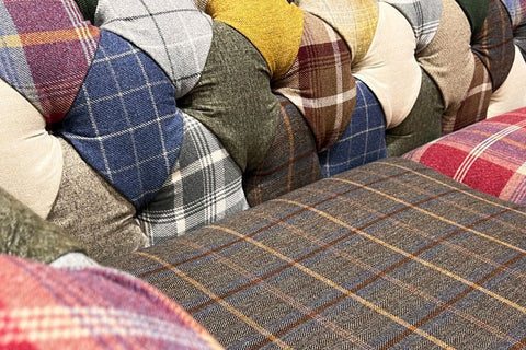 Cotswold Patchwork 3 Seater Chesterfield Sofa, also availabe in 2 Seater, Sofa and Wing Chair - Close up Fabric Image
