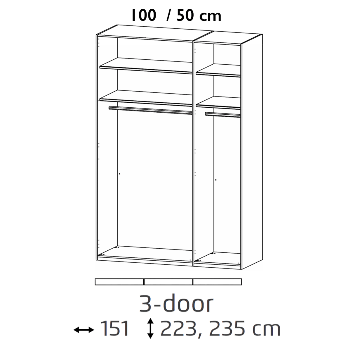 Symphony 151cm Decor 3 Door Hinged Wardrobe - Pendle Village Furniture