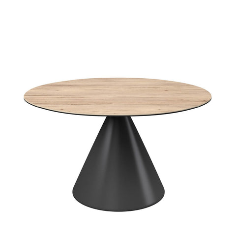 Alessio Oak Effect Ceramic Extending Round Dining Table - 135cm