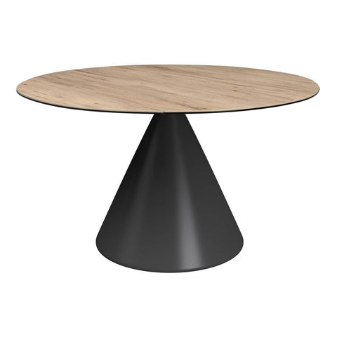 Alessio Oak Effect Ceramic Extending Round Dining Table - 135cm