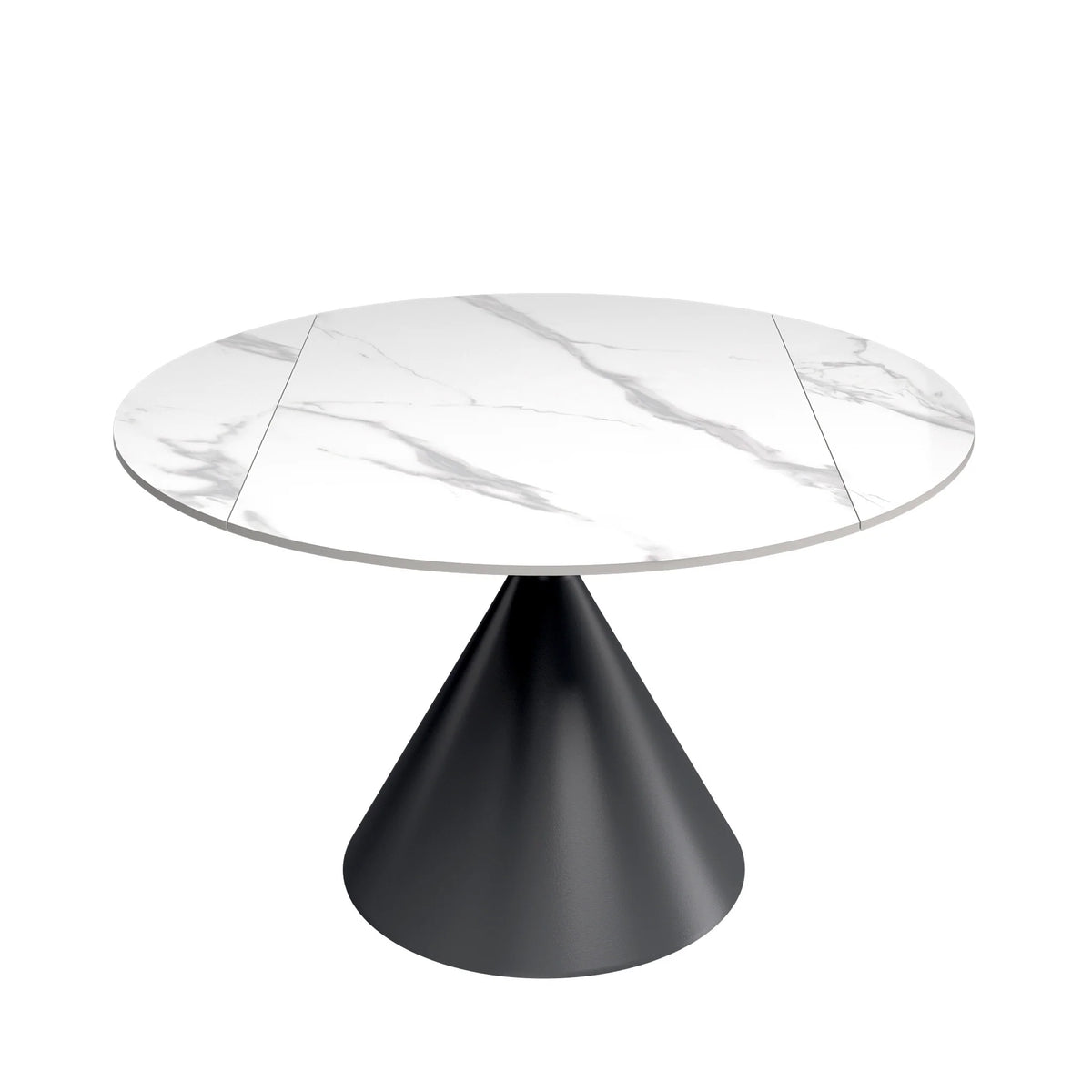 Alessio White Gloss Marble Effect Extending Round Dining Table