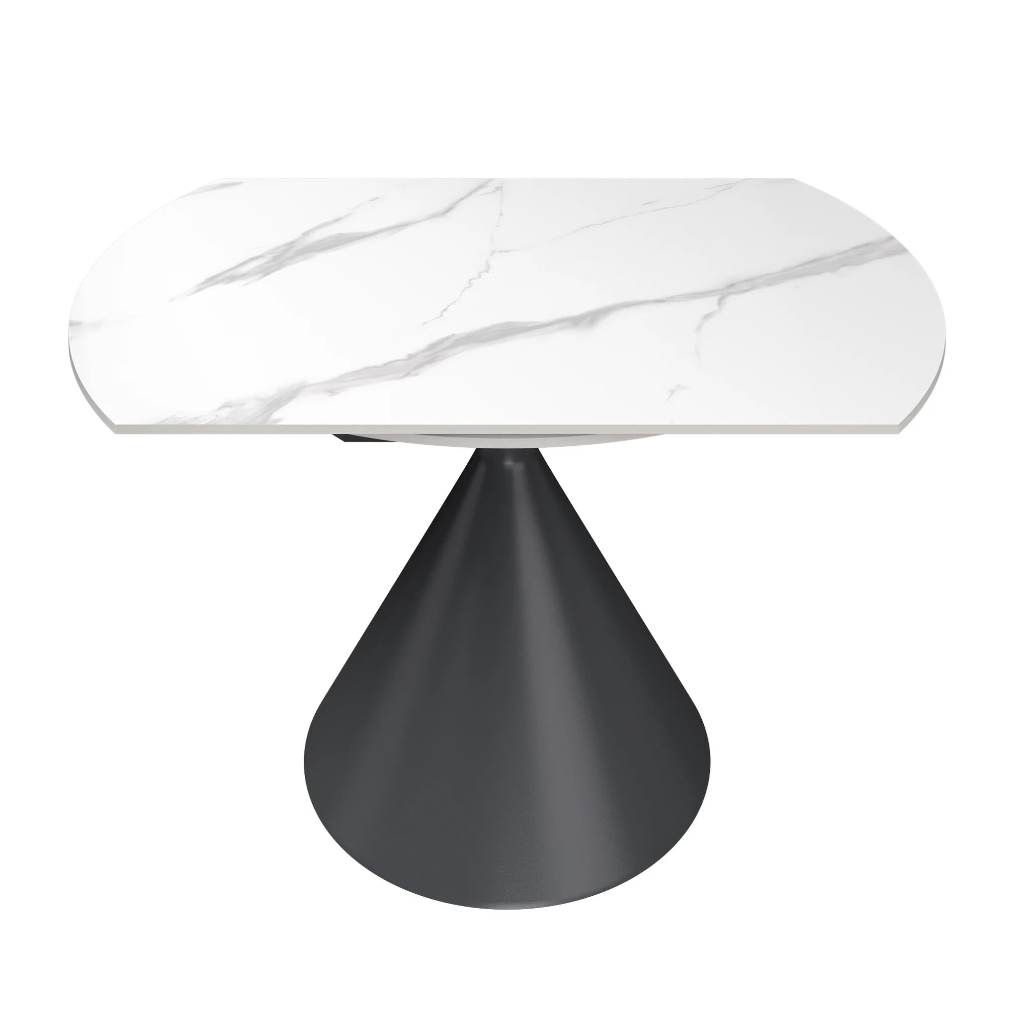 Alessio White Gloss Marble Effect Extending Round Dining Table
