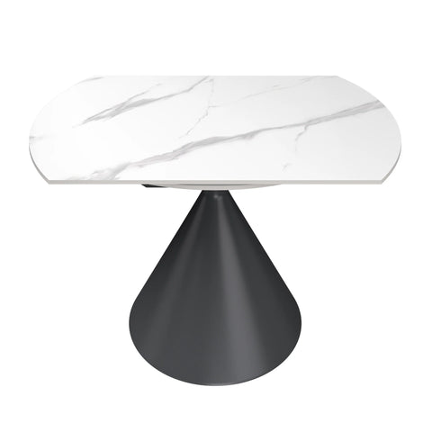 Alessio White Gloss Marble Effect Extending Round Dining Table
