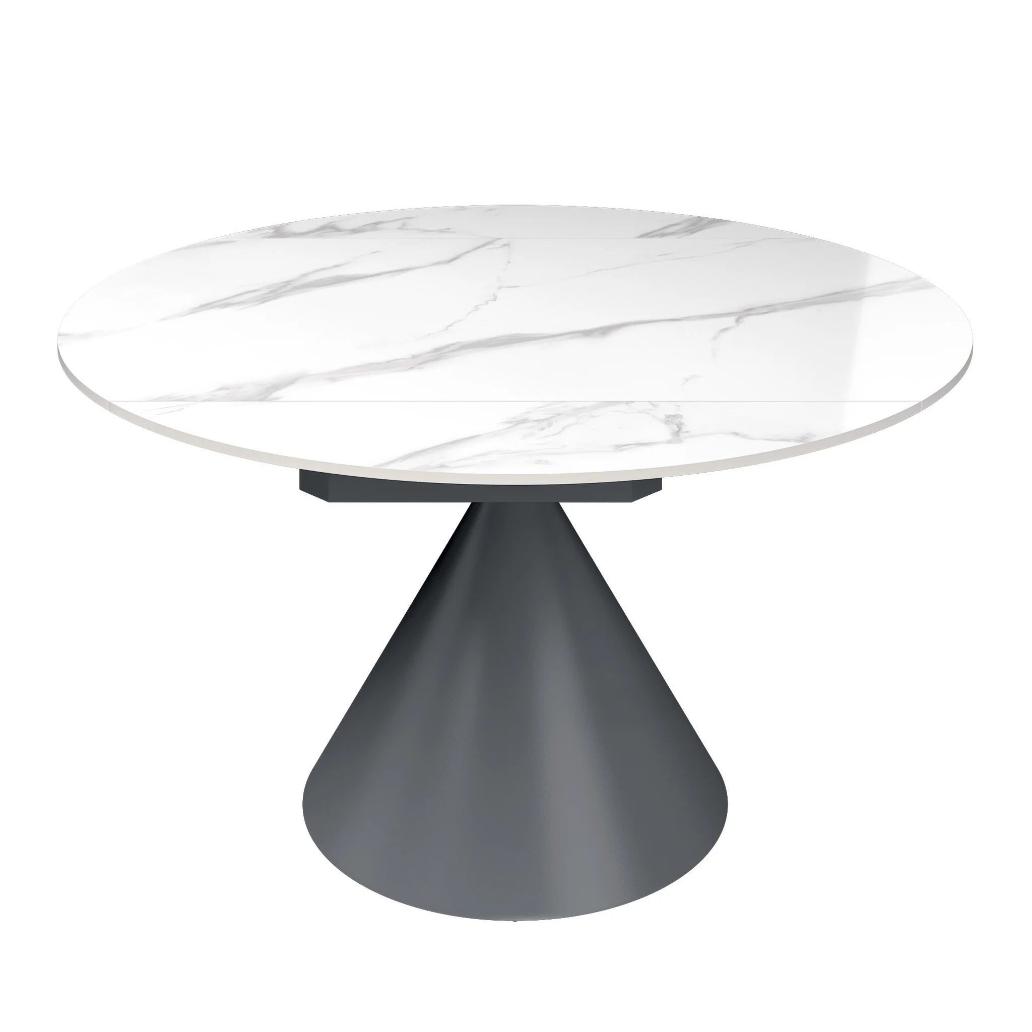 Alessio White Gloss Marble Effect Extending Round Dining Table