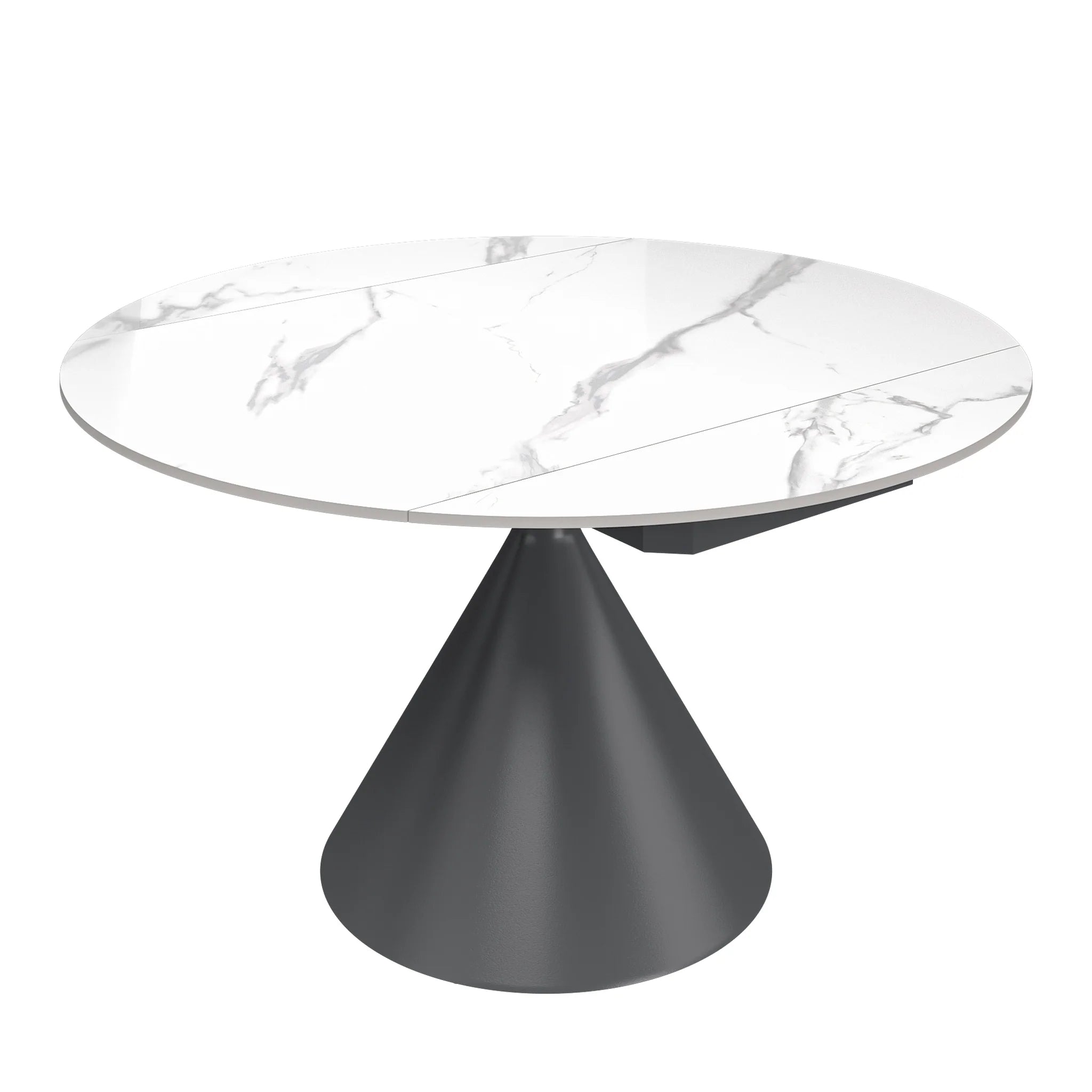Alessio White Gloss Marble Effect Extending Round Dining Table