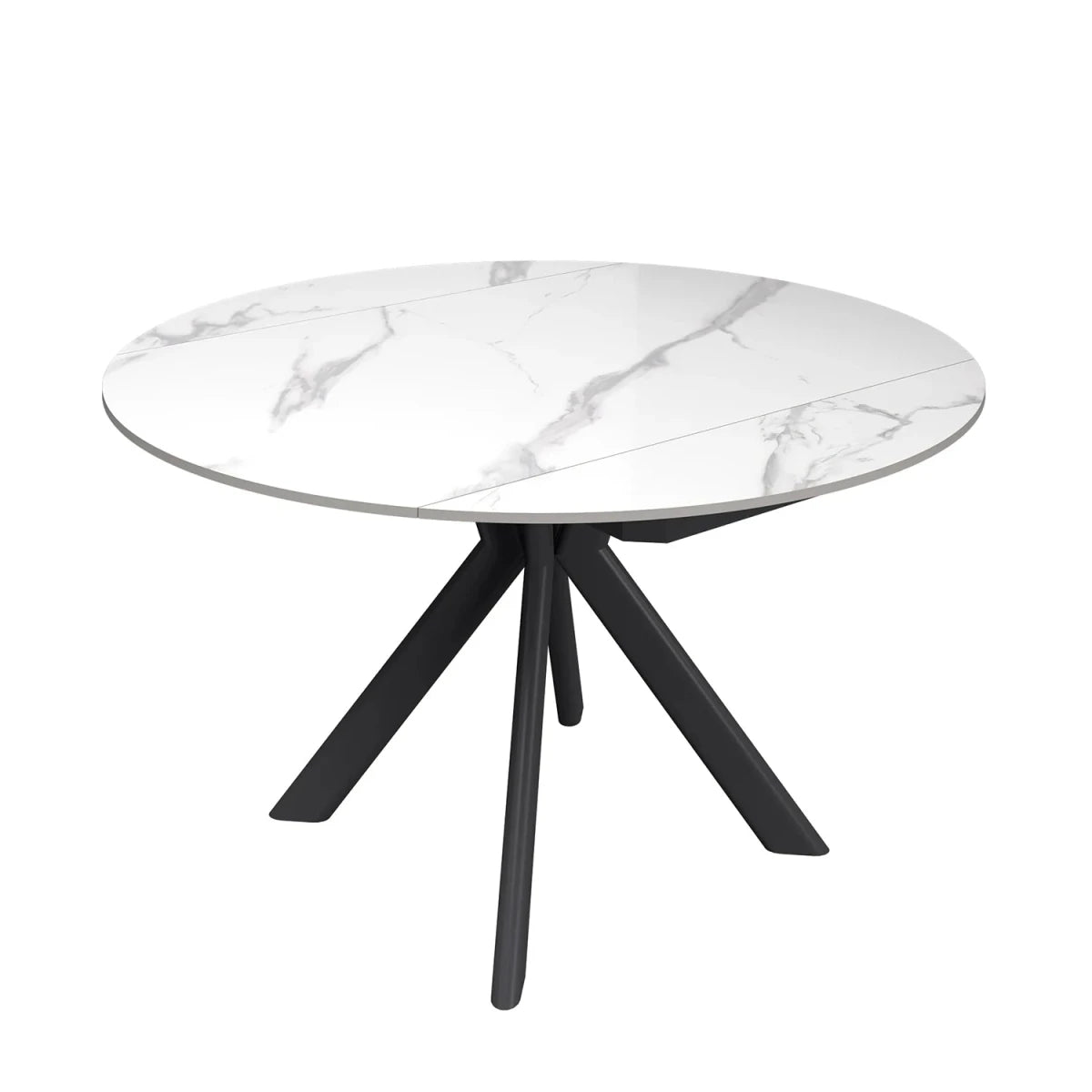 Cuneo White Gloss Ceramic Swivel Extending Dining Table