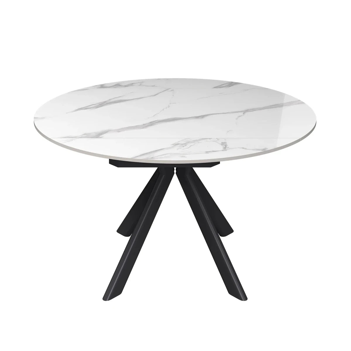 Cuneo White Gloss Sintered Stone Ceramic Swivel Extending Dining Table