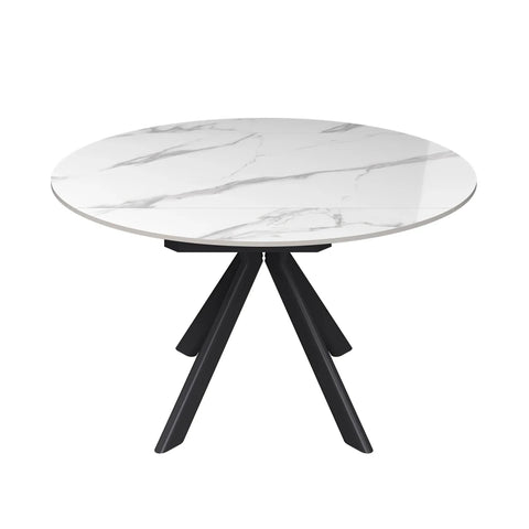 Cuneo White Gloss Sintered Stone Ceramic Swivel Extending Dining Table