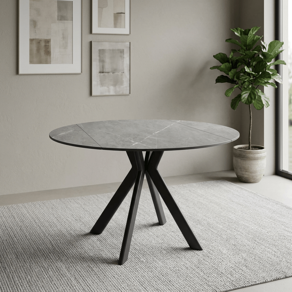 Cuneo Matt Grey Ceramic Swivel Extending Dining Table