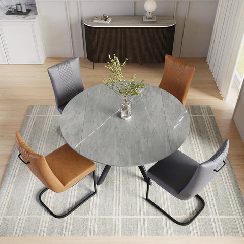 Cuneo Matt Grey Ceramic Swivel Extending Dining Table