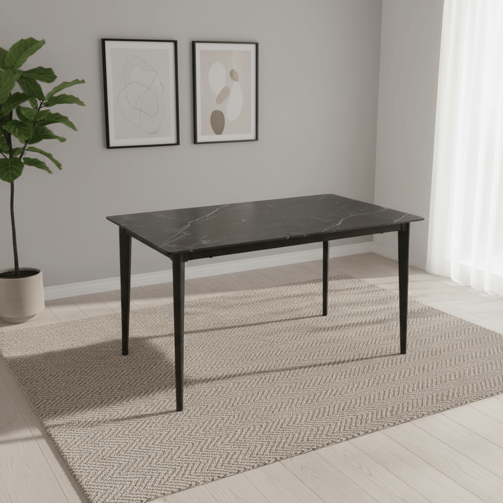 Sheldon Black Sintered Stone 140cm Dining Table