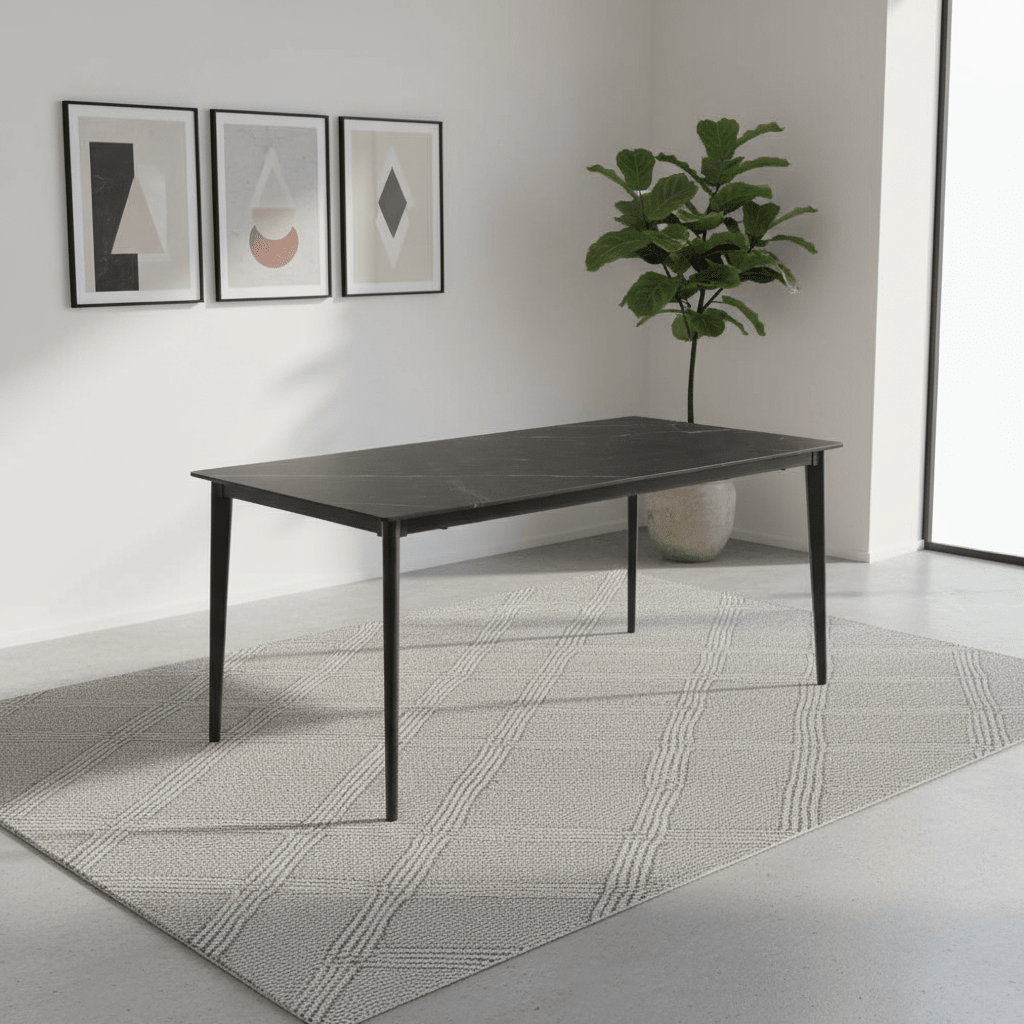 Sheldon Black Sintered Stone 180cm Dining Table