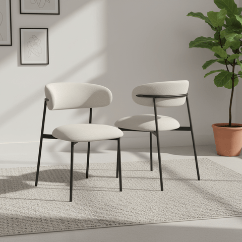 Alba Ivory Fabric Dining Chair – Set of 4