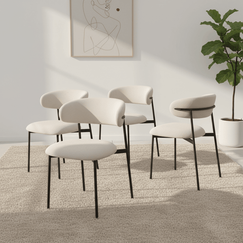 Alba Ivory Fabric Dining Chair – Set of 4