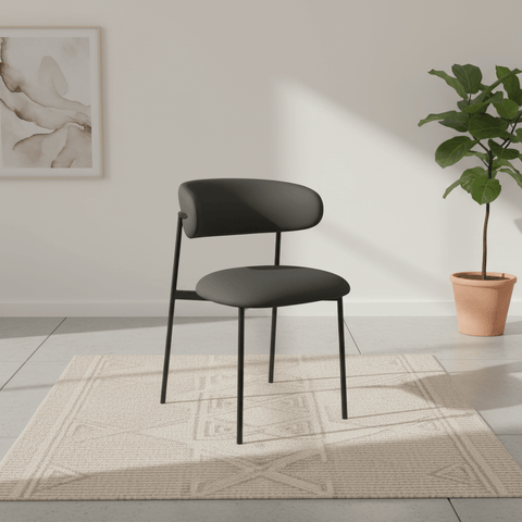 Alba Dark Grey Faux Leather Dining Chair – Set of 4