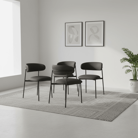 Alba Dark Grey Faux Leather Dining Chair – Set of 4