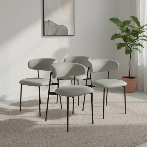 Alba Grey Faux Leather Dining Chair – Set of 4