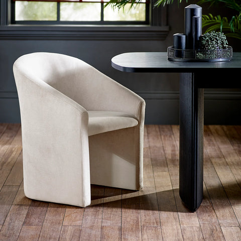 Renato Cream Textured Fabric Tub Dining Chair - Set of 2 - Pendle Village Furniture