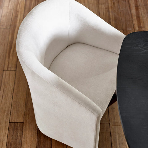 Renato Cream Textured Fabric Tub Dining Chair - Set of 2 - Pendle Village Furniture