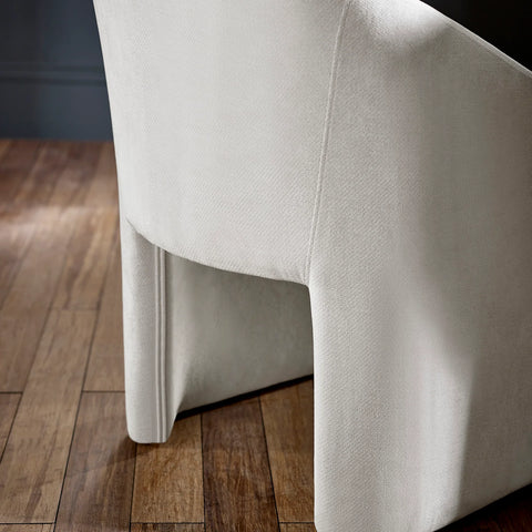 Renato Cream Textured Fabric Tub Dining Chair - Set of 2 - Pendle Village Furniture