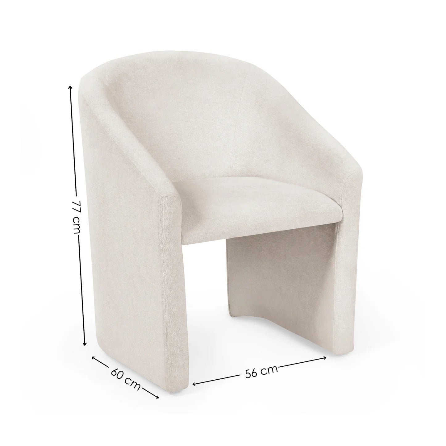 Renato Cream Textured Fabric Tub Dining Chair - Set of 2 - Pendle Village Furniture
