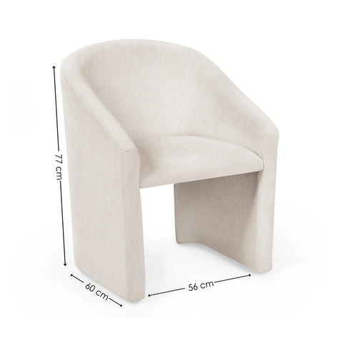 Renato Cream Textured Fabric Tub Dining Chair - Set of 2 - Pendle Village Furniture