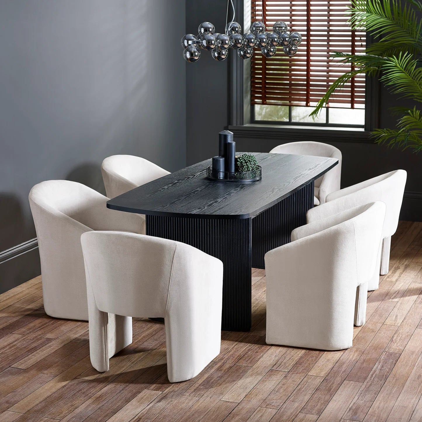 Renato Cream Textured Fabric Tub Dining Chair - Set of 2 - Pendle Village Furniture