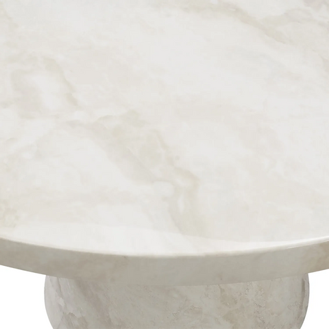 Apollo Taupe Marble Round Dining Table with 4 Beige Swivel Chairs - Pendle Village Furniture
