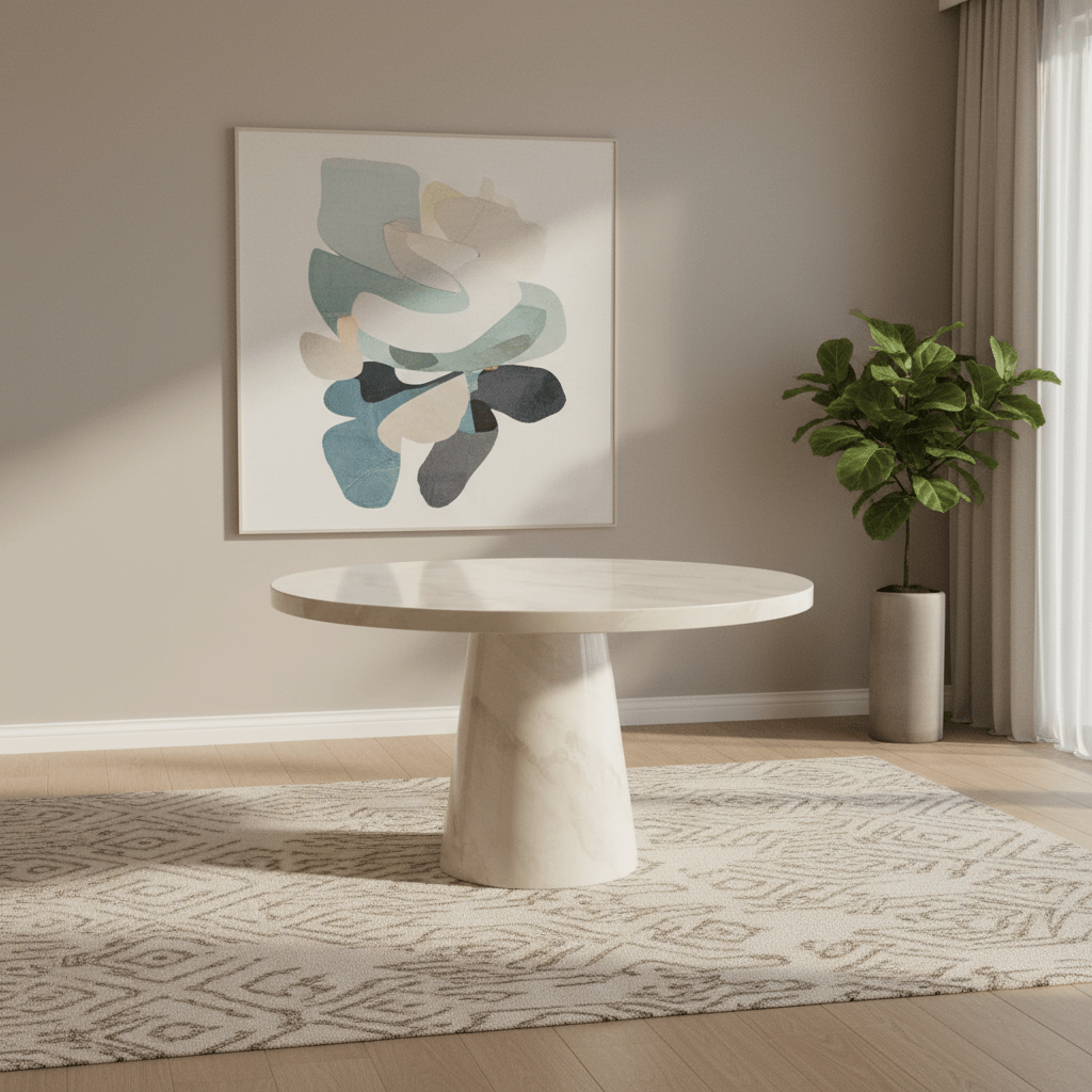 Sirius Taupe Marble Round Dining Table – 130cm