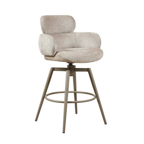 Sirius Beige Fabric swivel bar stool. Padded seats, powder-coated finish metal legs and 66cm seat height. 