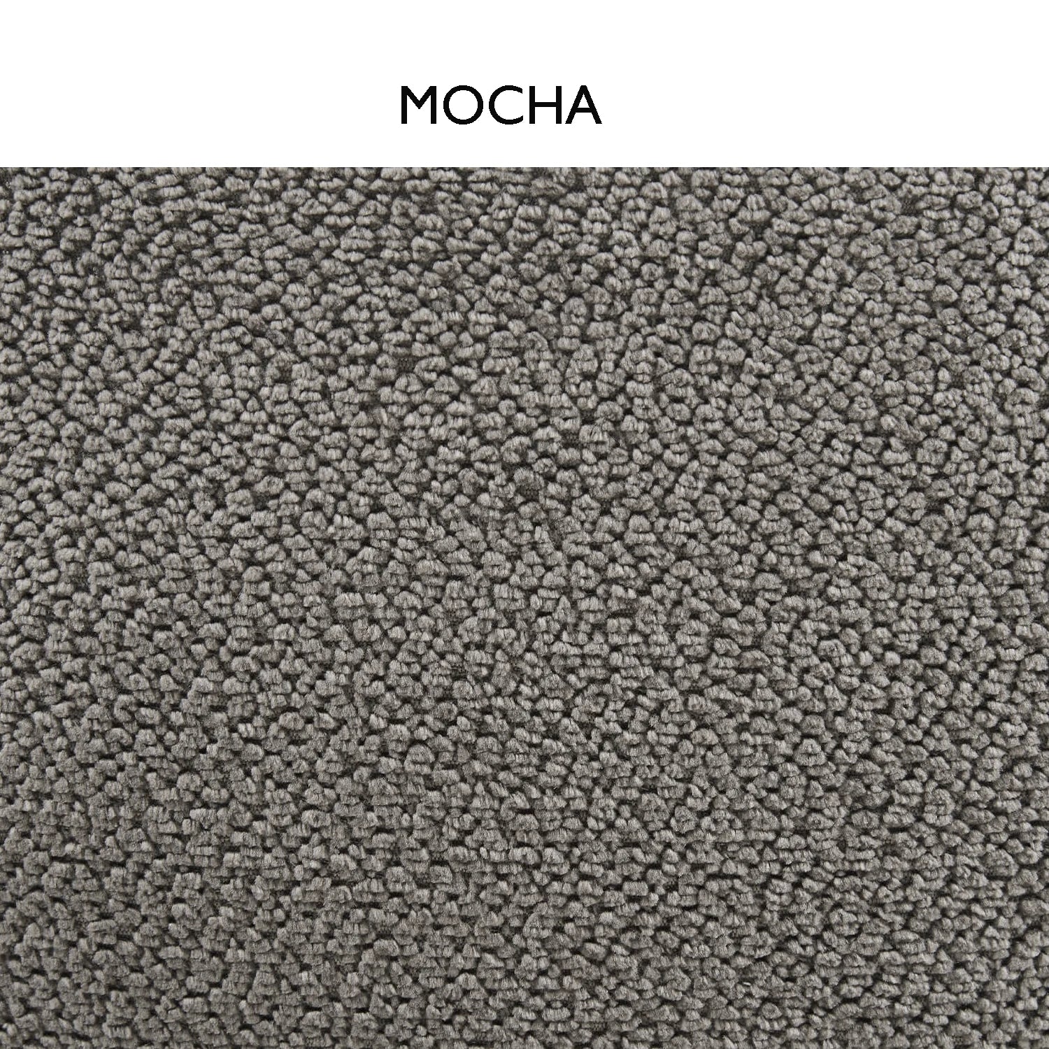 Fabric Close up of Sirius Mocha Fabric swivel bar stool. Padded seats, powder-coated finish metal legs