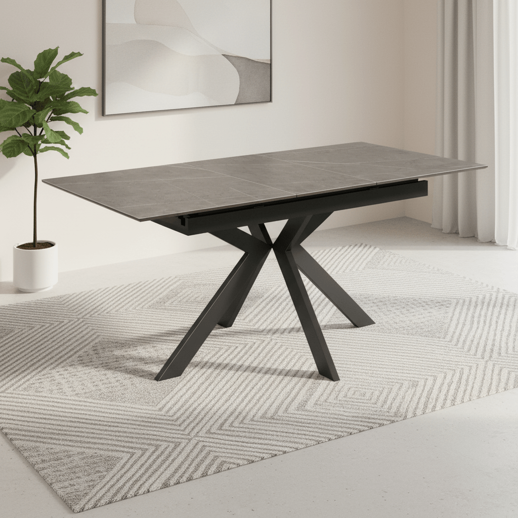Amari 160-200cm Matte Grey Ceramic Extending Dining Table