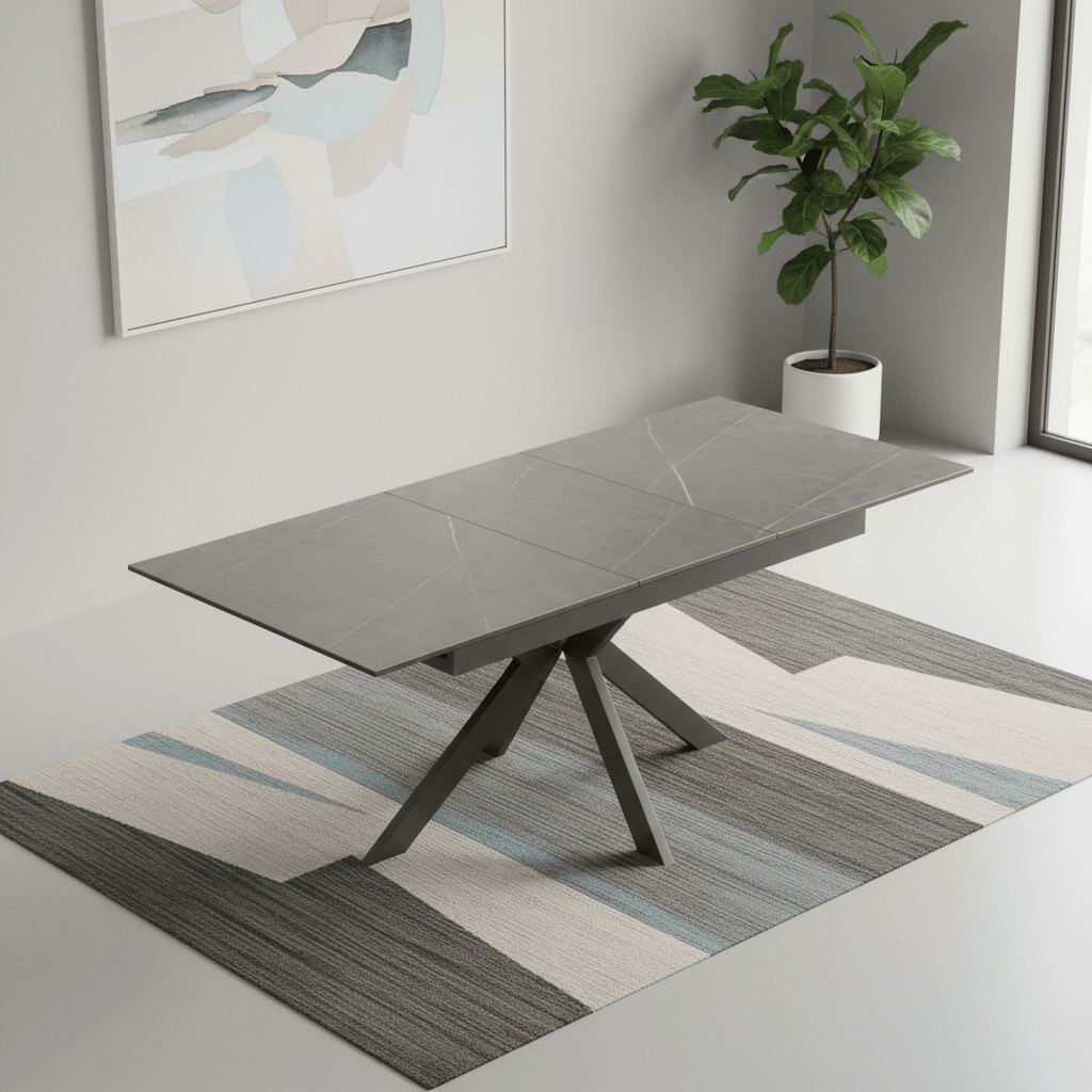 Amari 130-170cm Matte Grey Ceramic Extending Dining Table