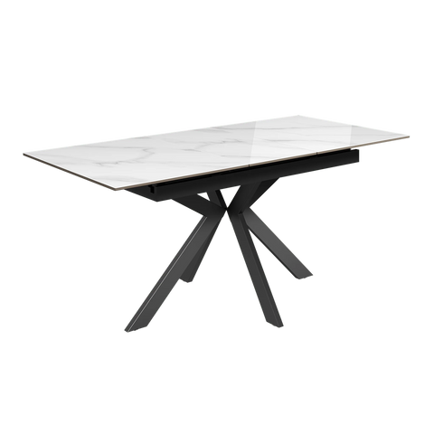 Amari 130-170cm Gloss White Marble Ceramic Extending Dining Table