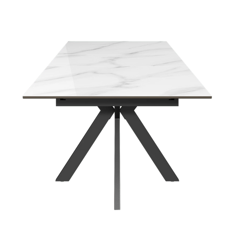 Amari 130-170cm Gloss White Marble Ceramic Extending Dining Table