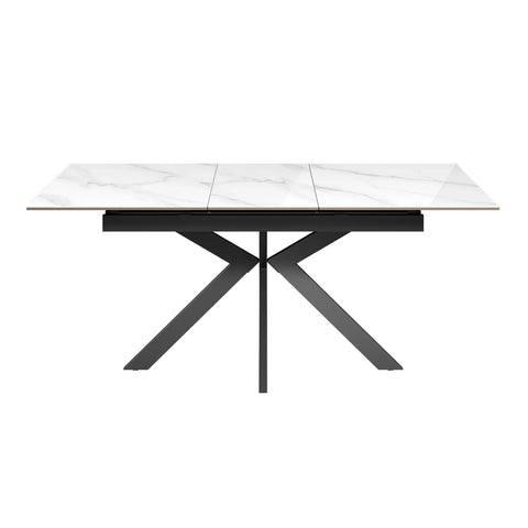 Amari White Sintered Stone Extending Dining Table with Corner Bench - Pendle Village Furniture