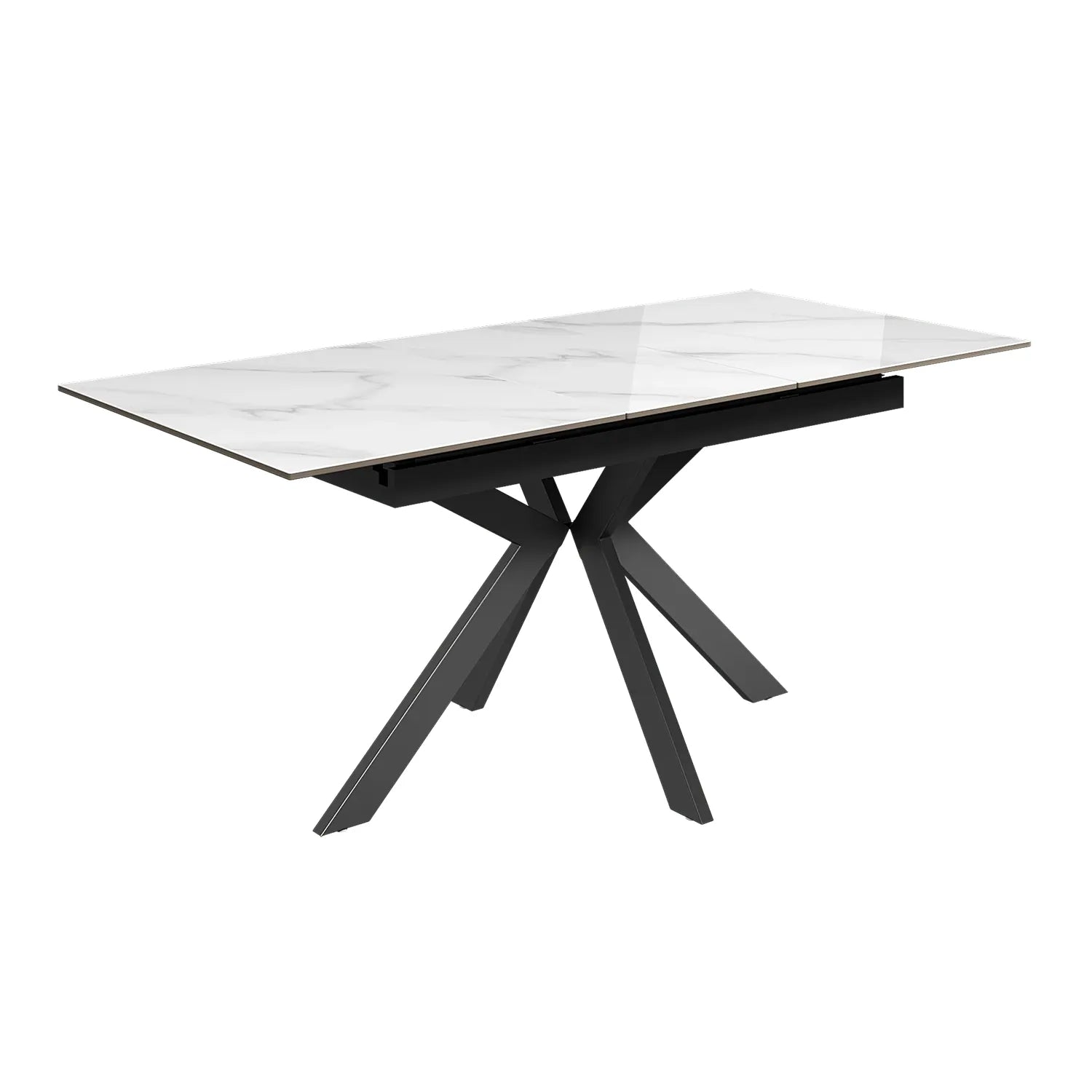 Amari White Sintered Stone Extending Dining Table with Corner Bench - Pendle Village Furniture