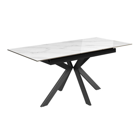 Amari White Sintered Stone Extending Dining Table with Corner Bench - Pendle Village Furniture