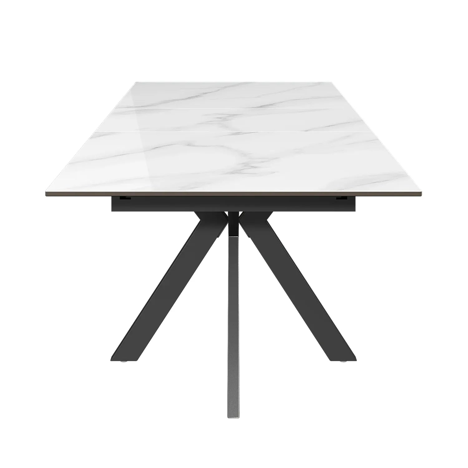 Amari White Sintered Stone Extending Dining Table with Corner Bench - Pendle Village Furniture