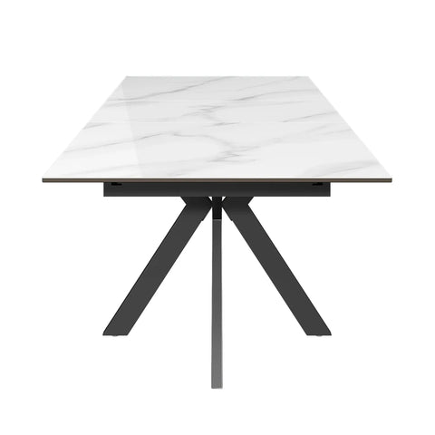 Amari White Sintered Stone Extending Dining Table with Corner Bench - Pendle Village Furniture
