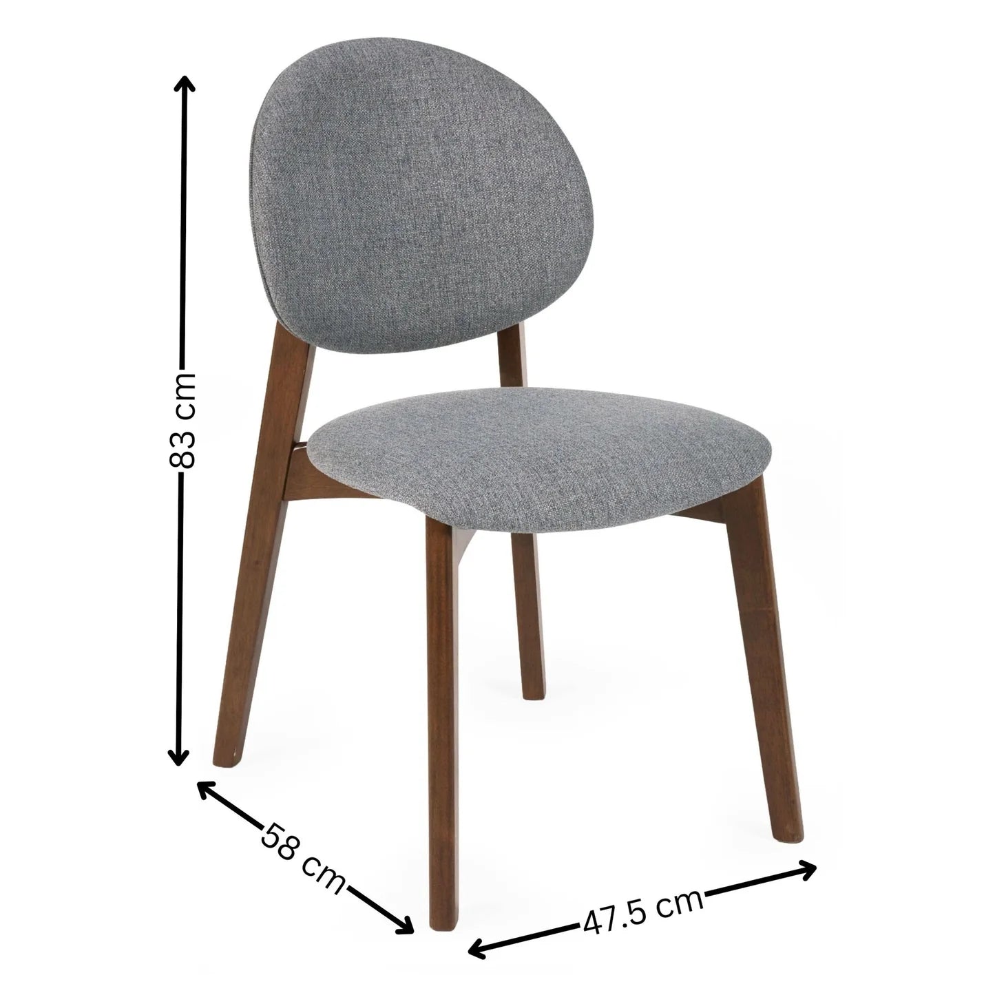 Artemis Walnut Frame Grey Fabric Dining Chairs – Set of 2 - Pendle Village Furniture