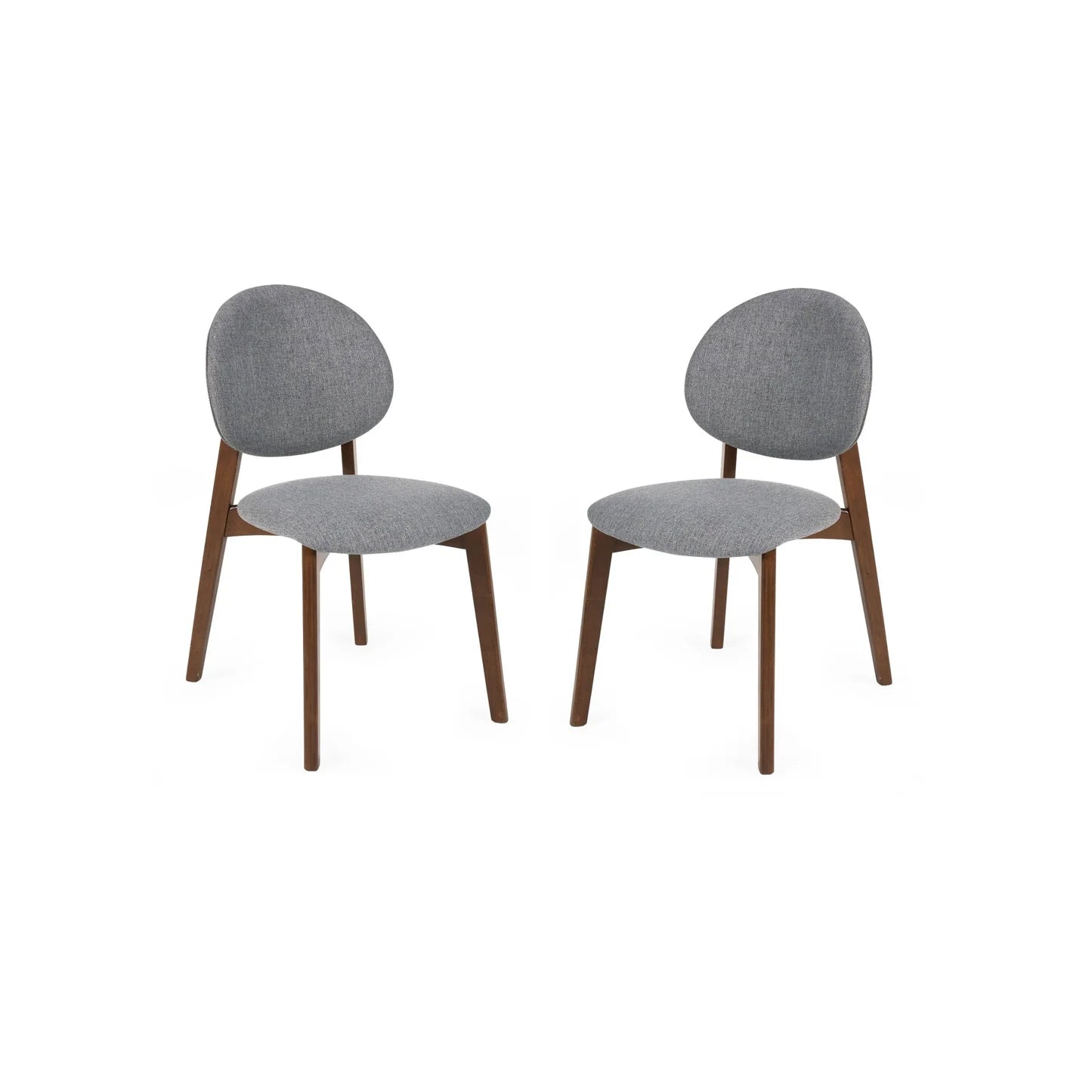 Artemis Walnut Frame Grey Fabric Dining Chairs – Set of 2 - Pendle Village Furniture