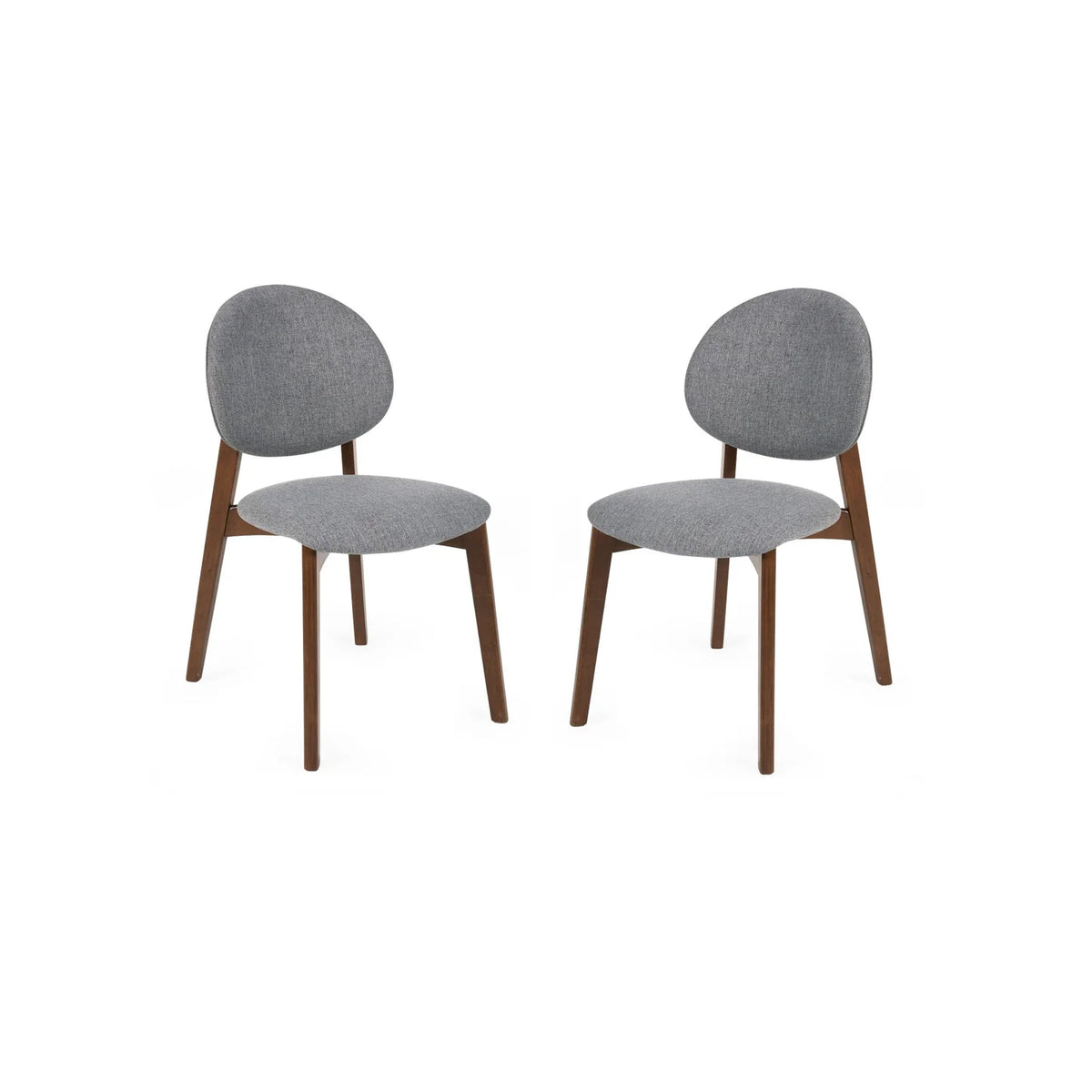 Artemis Walnut Frame Grey Fabric Dining Chairs – Set of 2 - Pendle Village Furniture