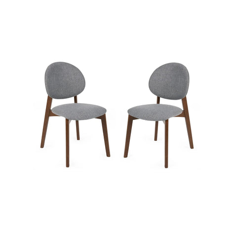 Artemis Walnut Frame Grey Fabric Dining Chairs – Set of 2 - Pendle Village Furniture