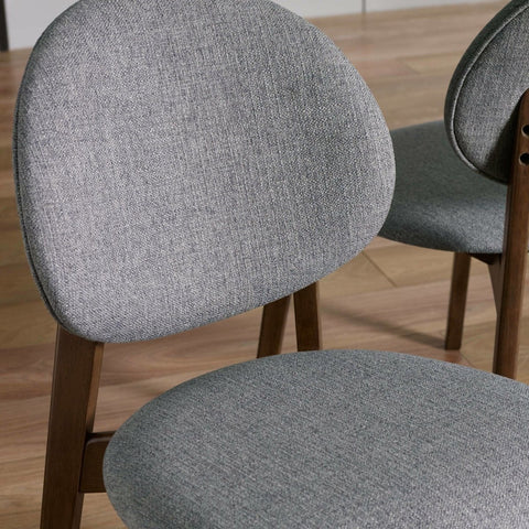 Artemis Walnut Frame Grey Fabric Dining Chairs – Set of 2 - Pendle Village Furniture
