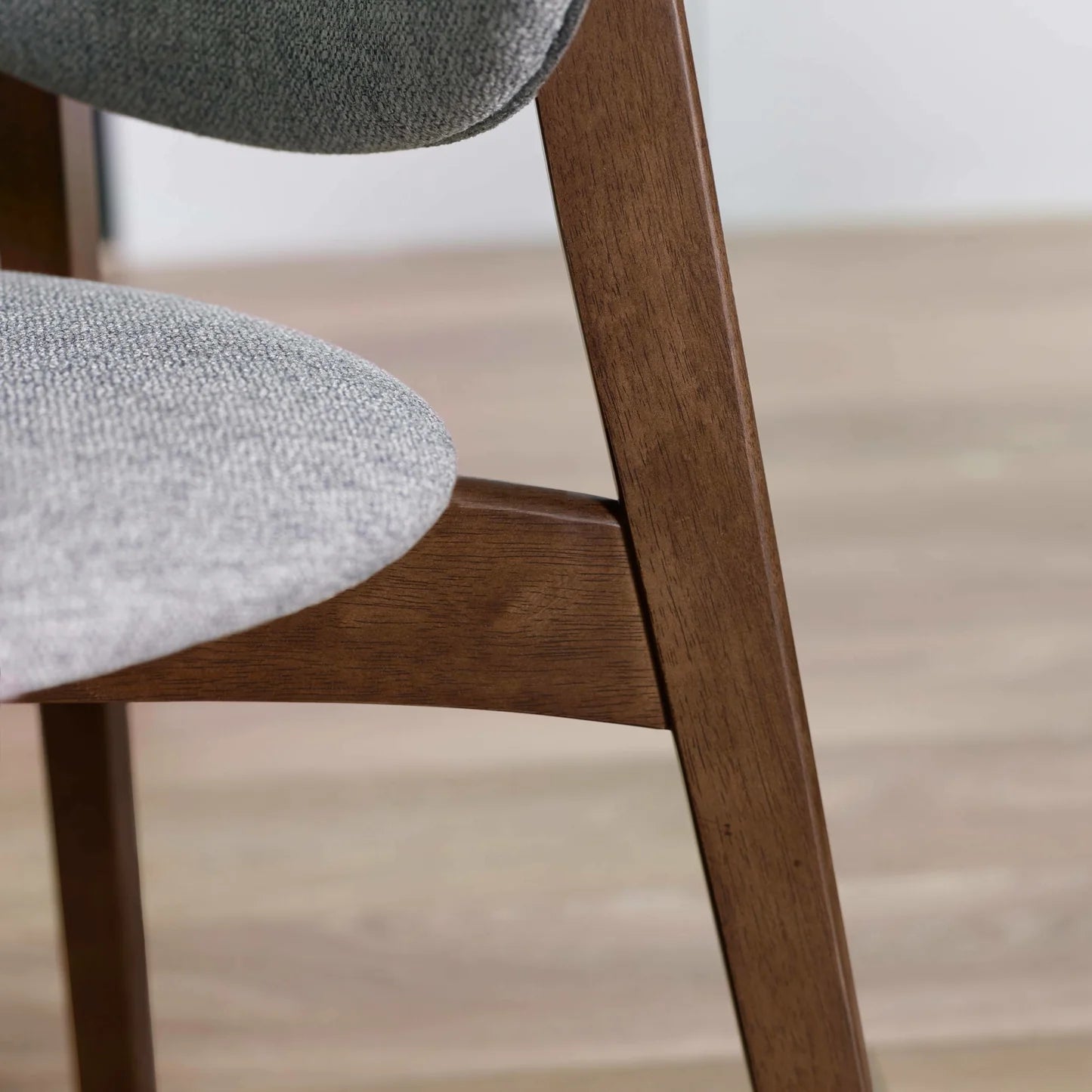 Artemis Walnut Frame Grey Fabric Dining Chairs – Set of 2 - Pendle Village Furniture