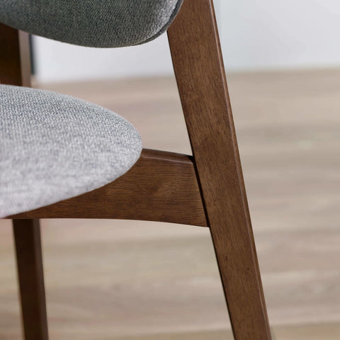 Artemis Walnut Frame Grey Fabric Dining Chairs – Set of 2 - Pendle Village Furniture